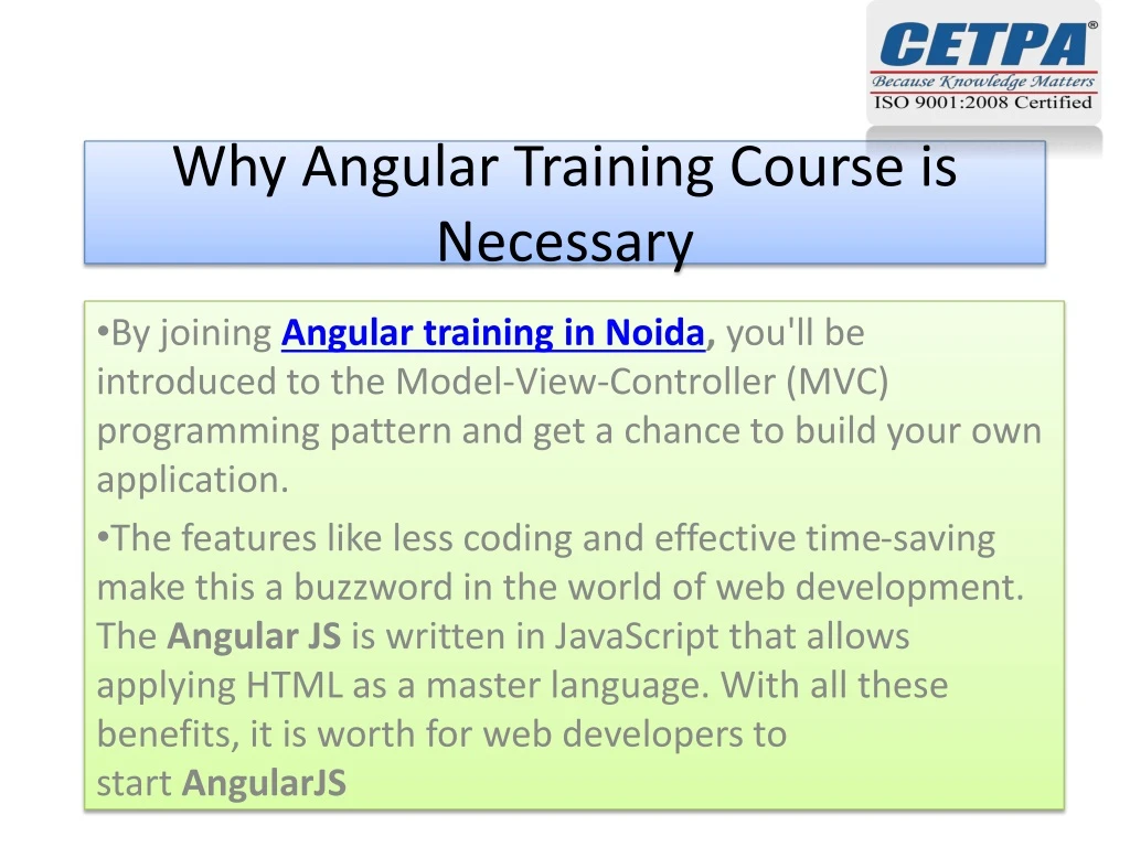 why angular training course is necessary