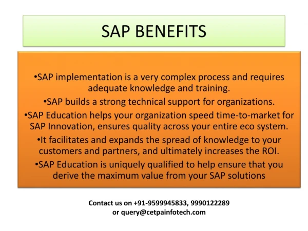 Benefits of SAP Course