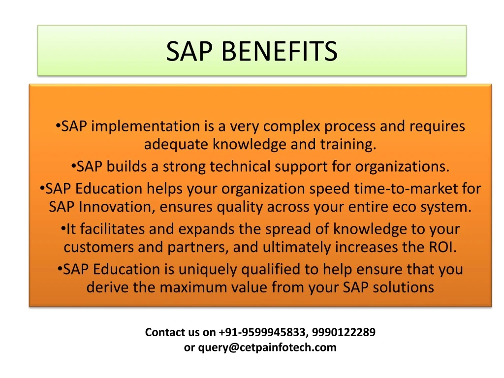 sap benefits