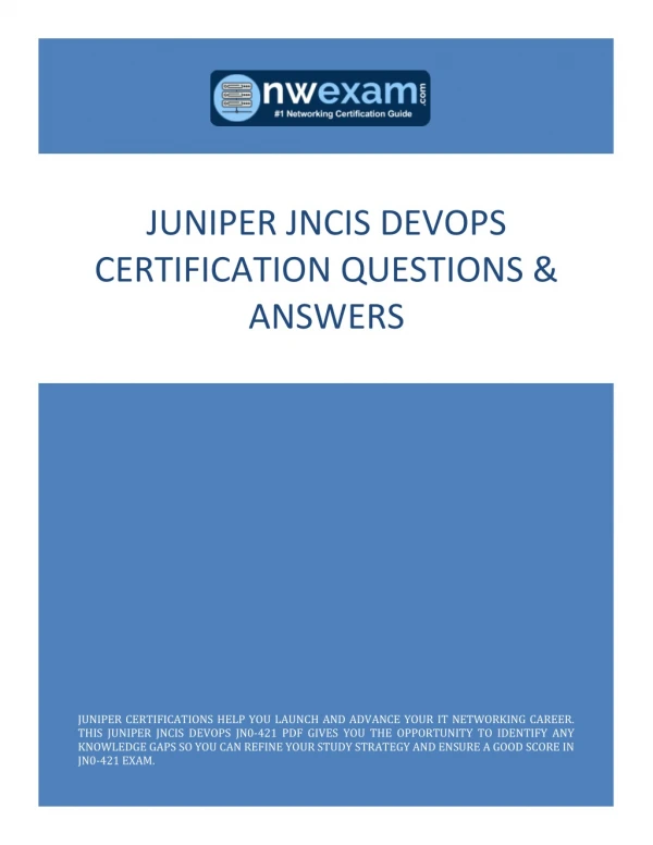 Latest JN0-421_ Automation and DevOps Specialist (JNCIS-DevOps) Certification Exam Practice Test