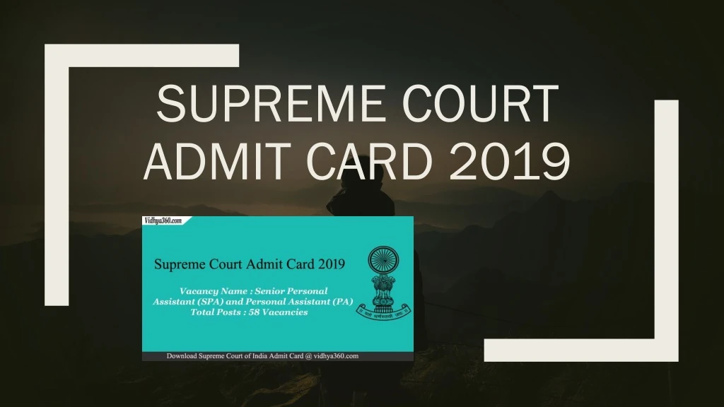 supreme court admit card 2019