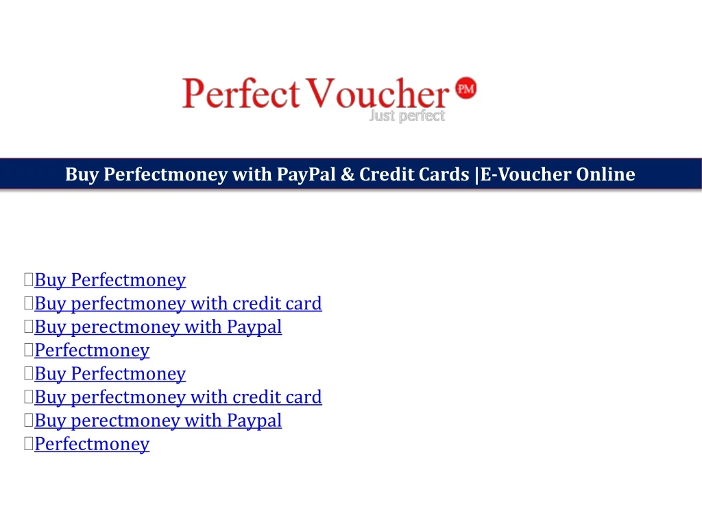 buy perfectmoney with paypal credit cards