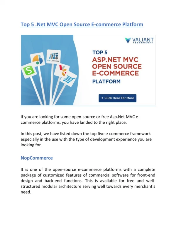 Top 5 Asp.Net MVC Open Source E-commerce Platform