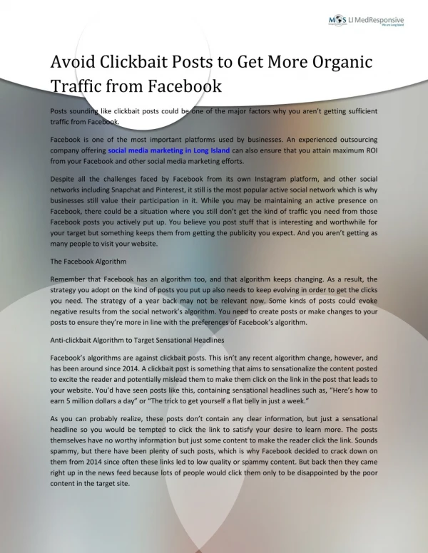 Avoid Clickbait Posts to Get More Organic Traffic from Facebook