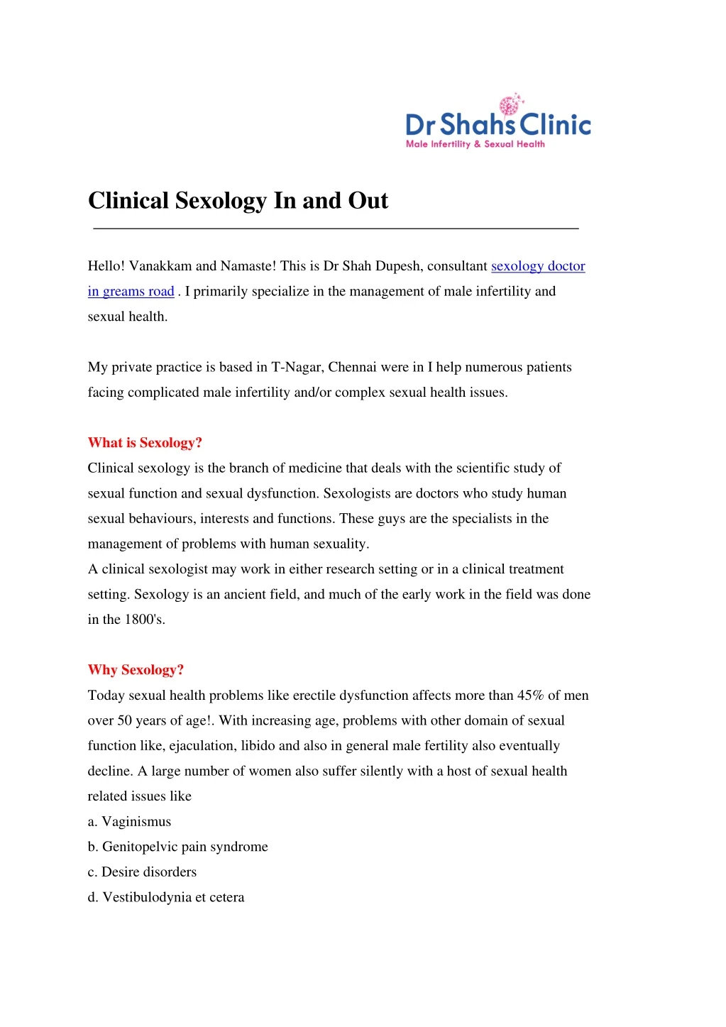 clinical sexology in and out
