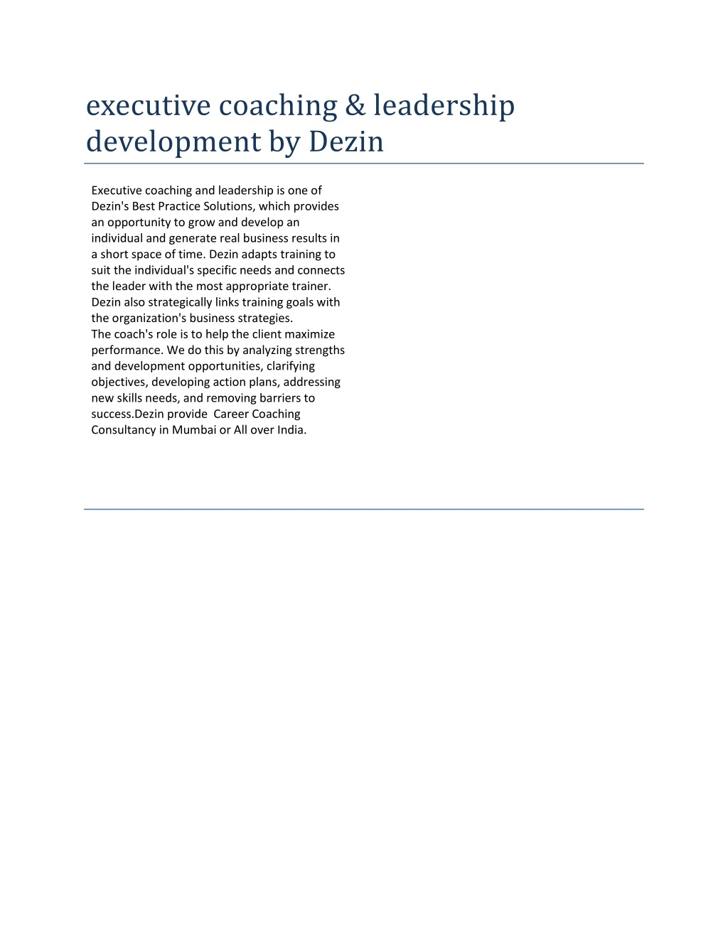 executive coaching leadership development by dezin