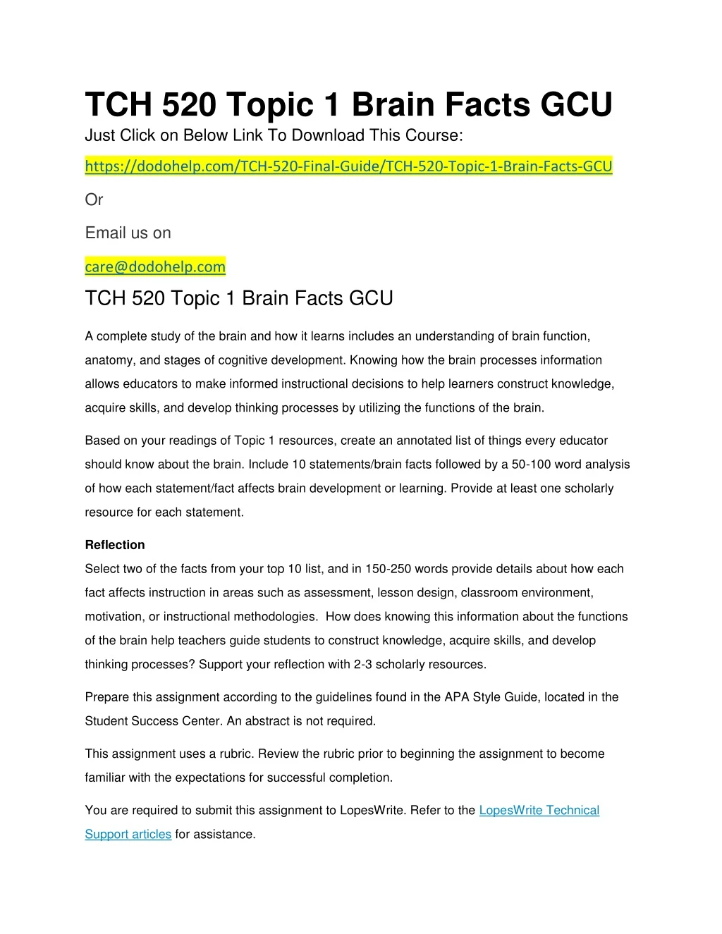 tch 520 topic 1 brain facts gcu just click