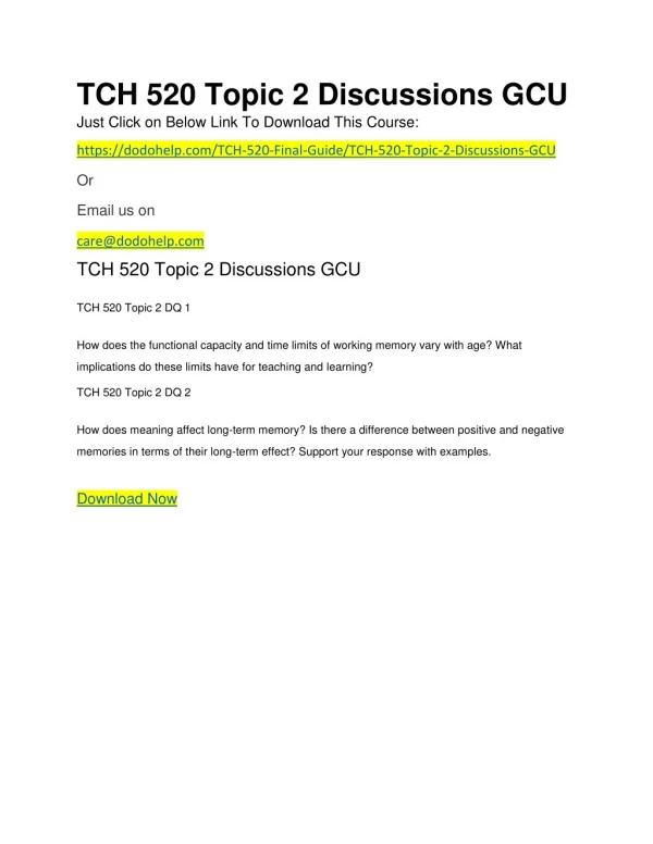 TCH 520 Topic 2 Discussions GCU