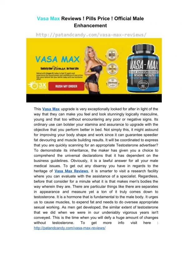 Vasa Max Reviews ! Pills Price!
