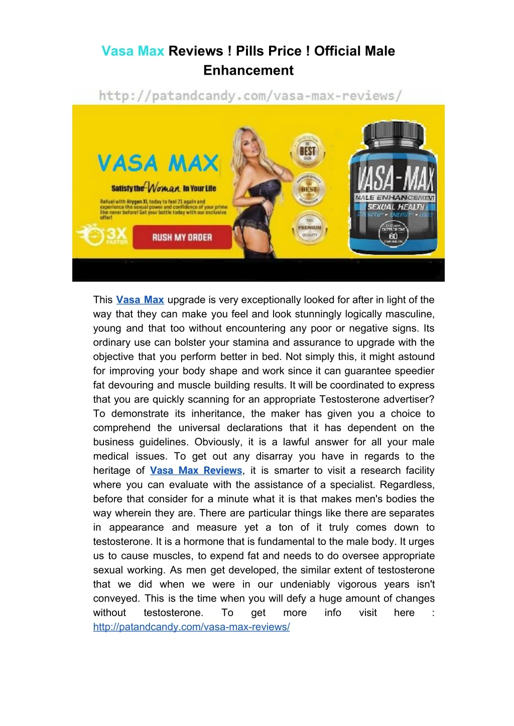 vasa max reviews pills price official male