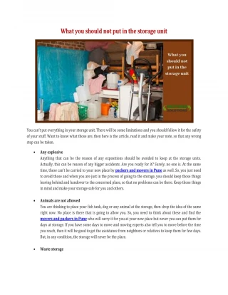What you should not put in the storage unit - slide 1