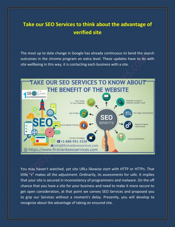 Take our SEO Services to think about the advantage of verified site