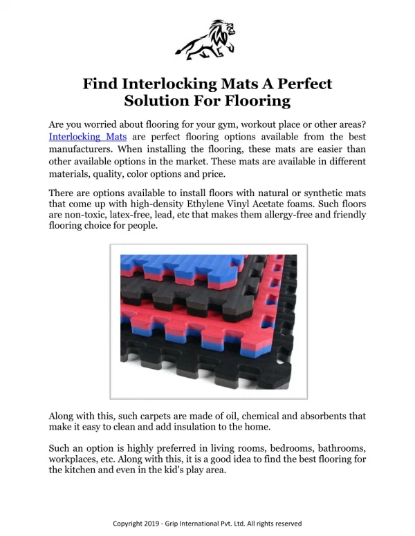 Find Interlocking Mats a perfect solution for flooring