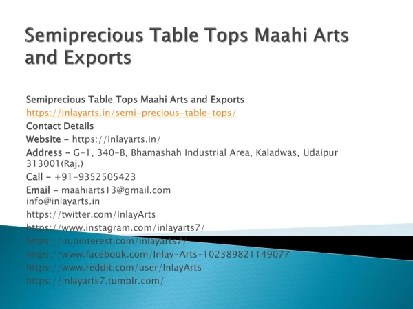 Semiprecious table tops maahi arts and exports