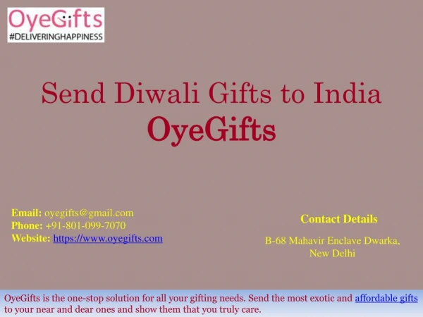 Buy / Send Diwali Gifts to India - OyeGifts