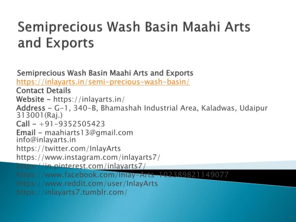 Semiprecious Wash Basin Maahi Arts and Exports