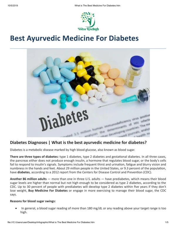 What is The Best Medicine For Diabetes?