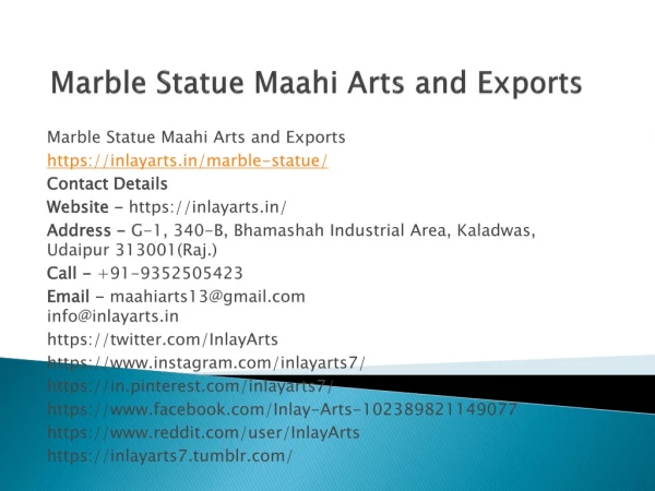 Marble Statue Maahi Arts and Exports