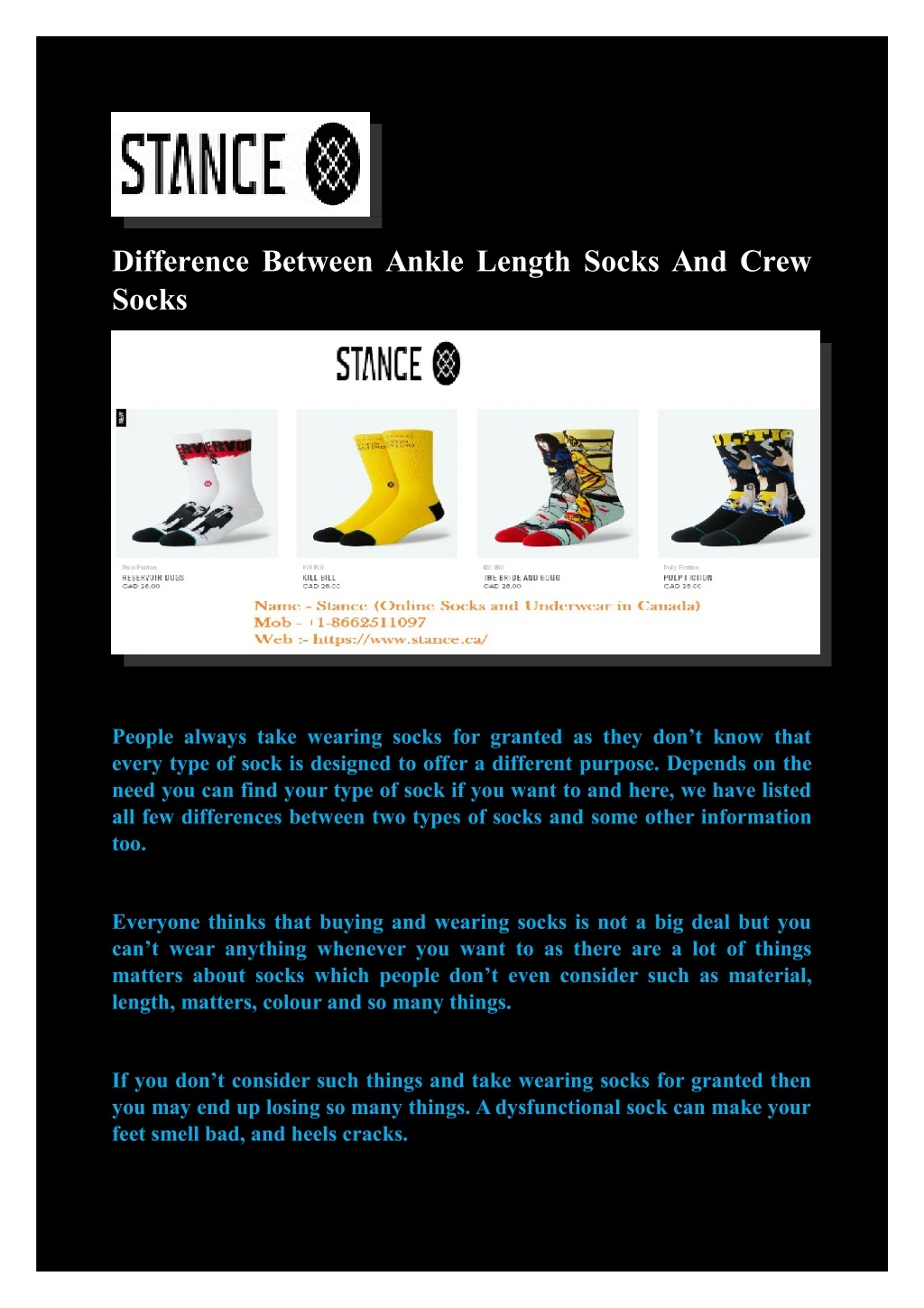 difference between ankle length socks and crew