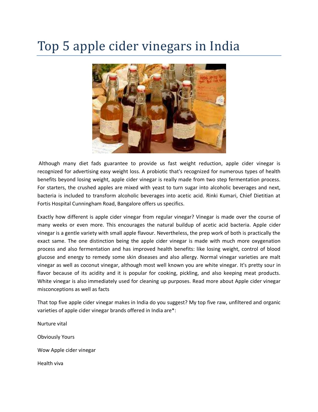 top 5 apple cider vinegars in india
