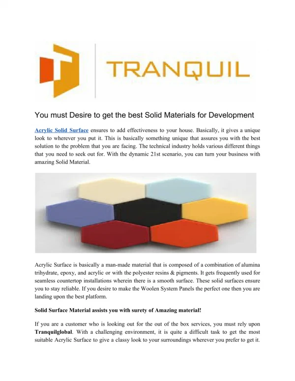 You must Desire to get the best Solid Materials for Development