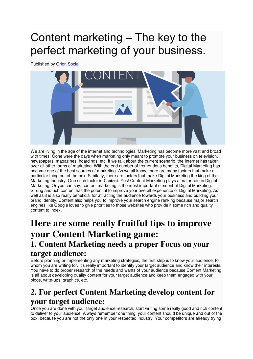 content marketing the key to the perfect