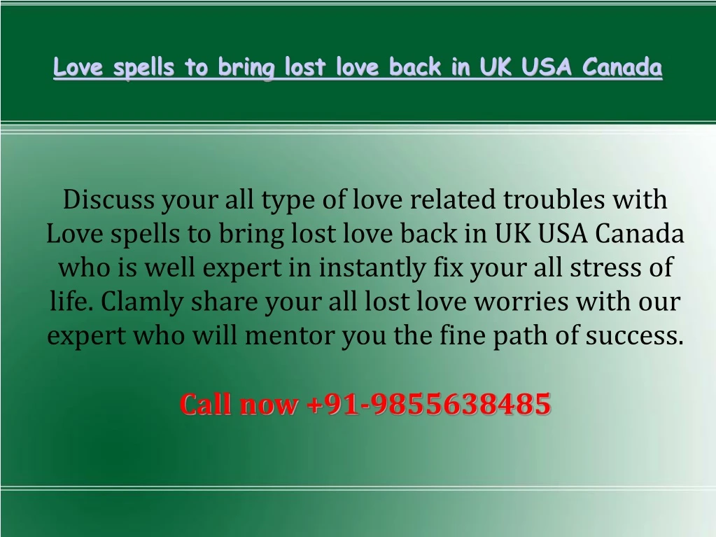 love spells to bring lost love back in uk usa canada