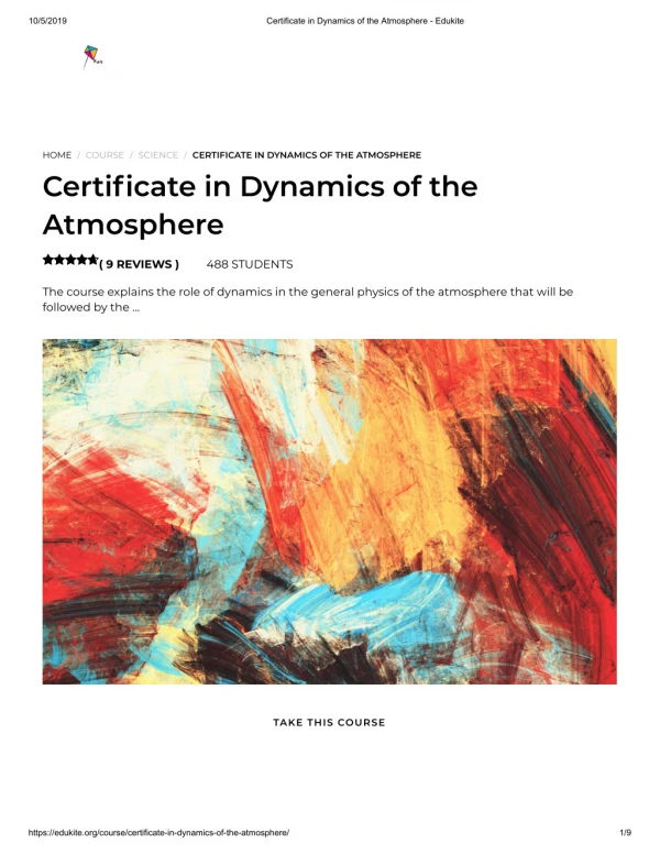 Certificate in Dynamics of the Atmosphere - Edukite