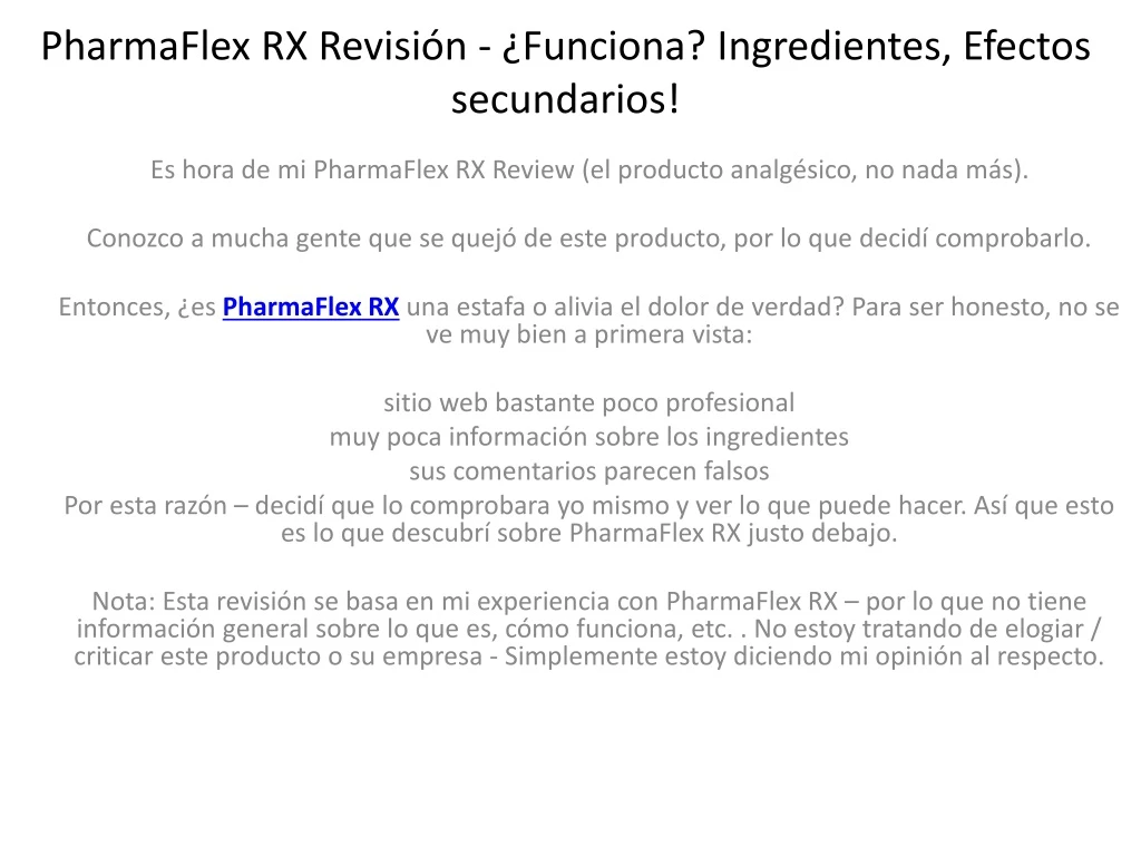 pharmaflex rx revisi n funciona ingredientes efectos secundarios