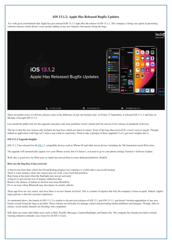 iOS 13.1.2: Apple Has Released Bugfix Updates