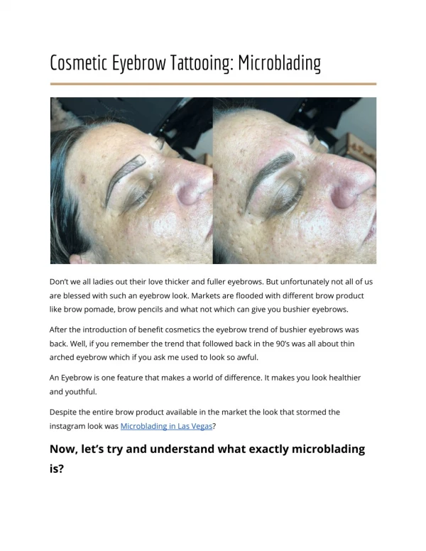 Cosmetic Eyebrow Tattooing: Microblading