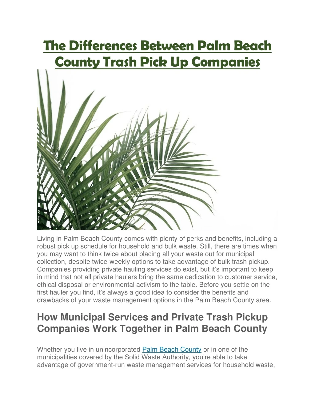 the differences between palm beach county trash