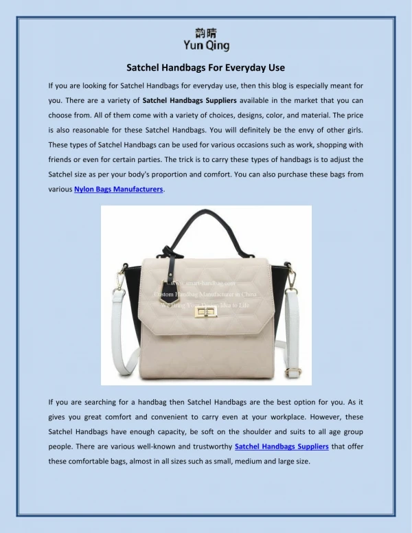 Satchel Handbags For Everyday Use