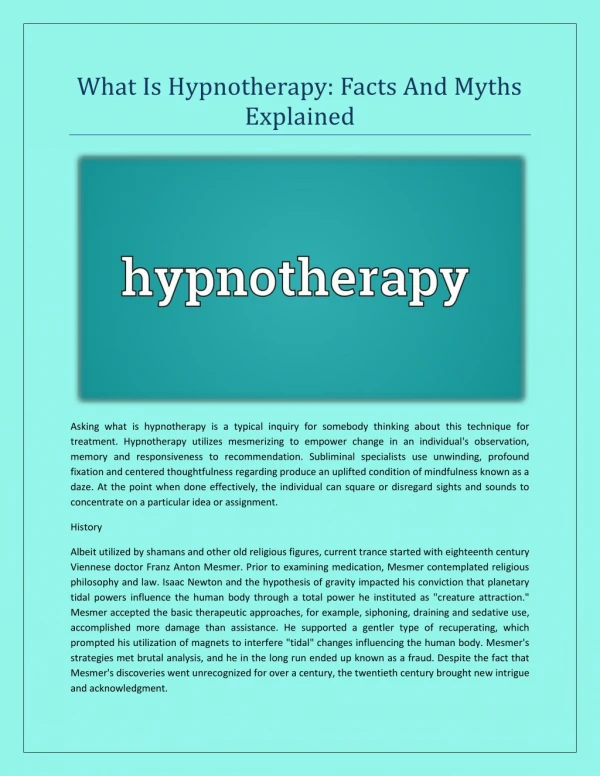 what is hypnotherapy