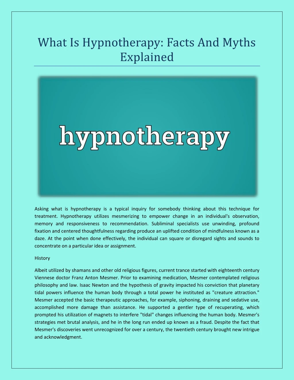 what is hypnotherapy facts and myths explained