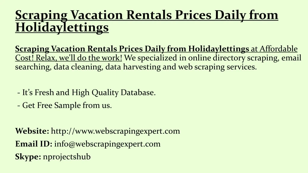 scraping vacation rentals prices daily from holidaylettings
