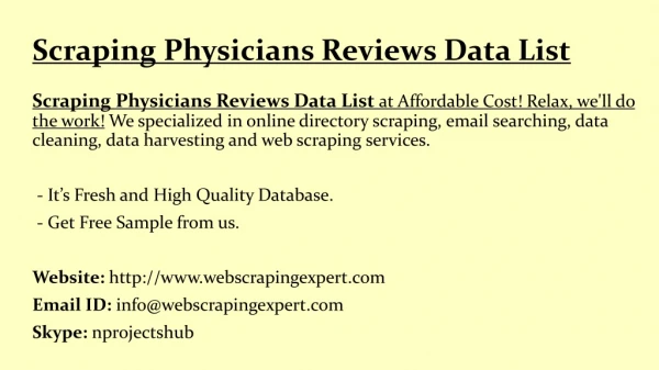 Scraping Physicians Reviews Data List