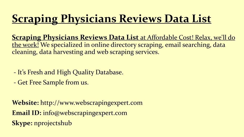 scraping physicians reviews data list