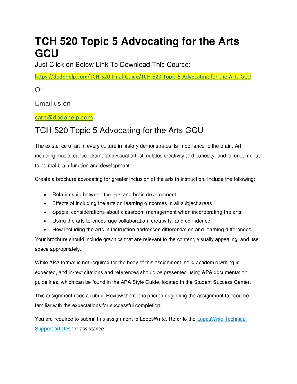tch 520 topic 5 advocating for the arts gcu just