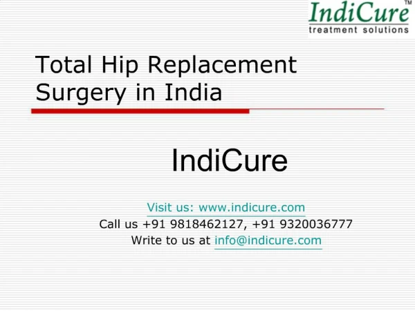 Total Hip Replacement Surgery in India - Cost and Procedures