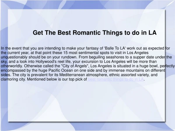 Romantic Things to do in Los Angeles