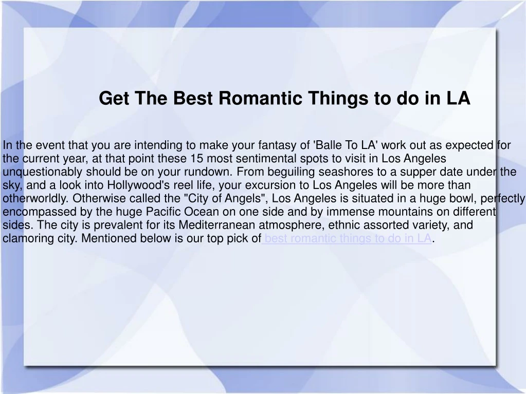 get the best romantic things to do in la