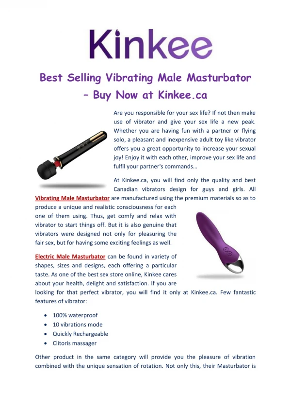 Vibrating Male Masturbator – Buy Now at Kinkee.ca