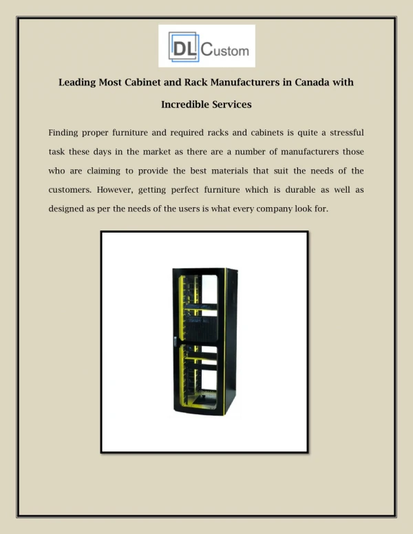 Leading Most Cabinet and Rack Manufacturers in Canada with Incredible Services