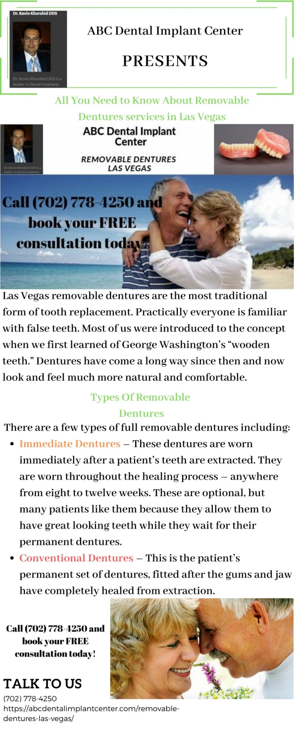 All You Need to Know about Removable Dentures services in Las Vegas.