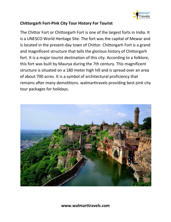 Chittorgarh Fort-Pink City Tour History For Tourist