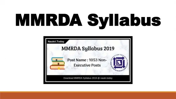 MMRDA Syllabus 2019 | Download Syllabus for 1053 Non-Executive Posts