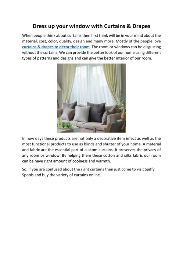 Dress up your window with Curtains & Drapes