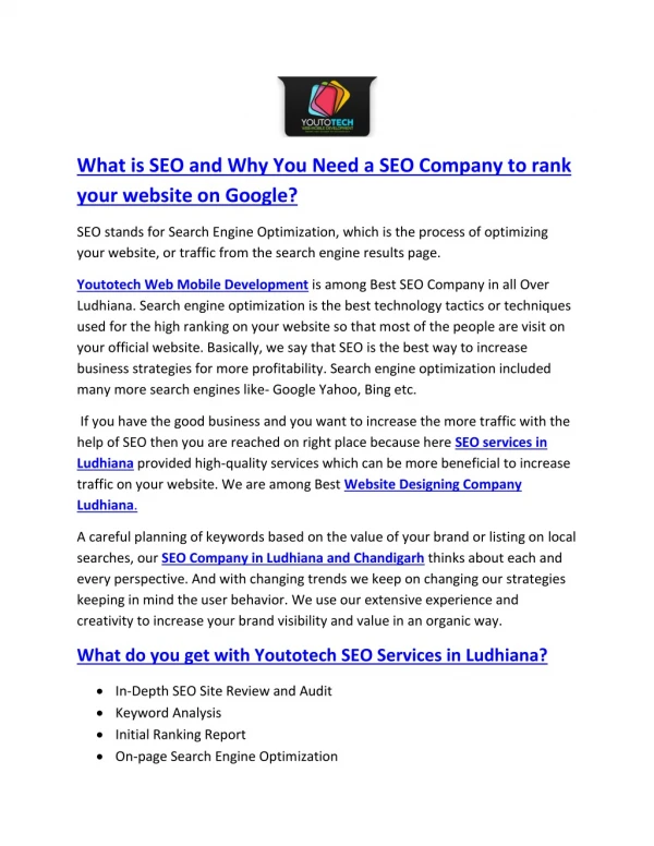 What is SEO and Why You Need a SEO Company to rank your website on Google?