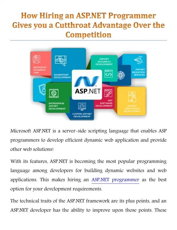 How Hiring an ASP.NET Programmer Gives you a Cutthroat Advantage Over the Competition